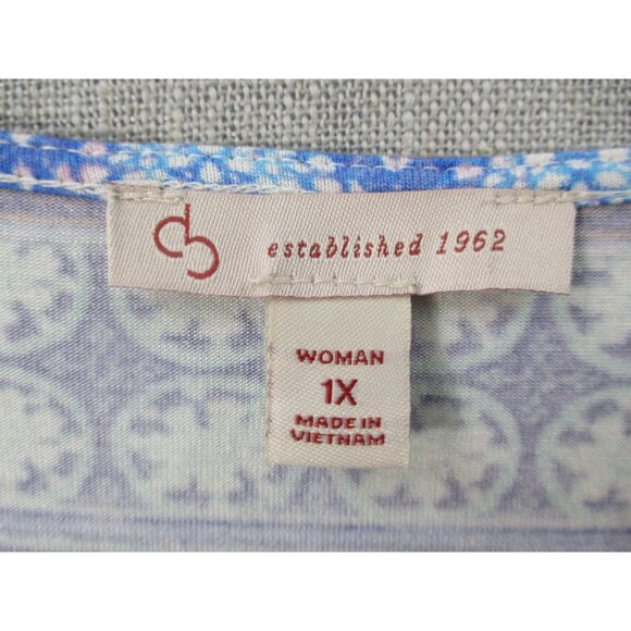 Womens 1X Multi-Color Patterned Tunic Top By Established 1962 Comfortable Fit - Picture 3 of 9